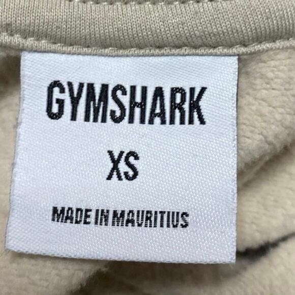 Gymshark Women's Beige Long Sleeve Fleece Hoodie Hooded Crop Sweatshirt Top XS - Picture 3 of 4